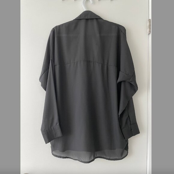 Missguided Black Long Sleeve Oversized Shirt - US Size 6 - Picture 3 of 5